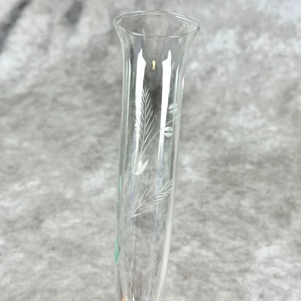 Alvin Sterling Silver Glass Bud Vase Etched Floral Design Cement Filled Base